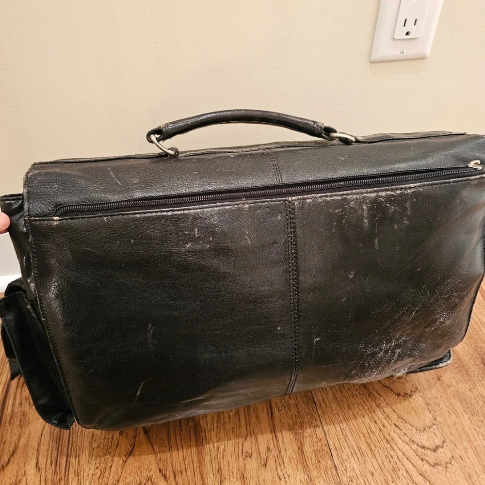 Leather Laptop Men's Bag Black Classic